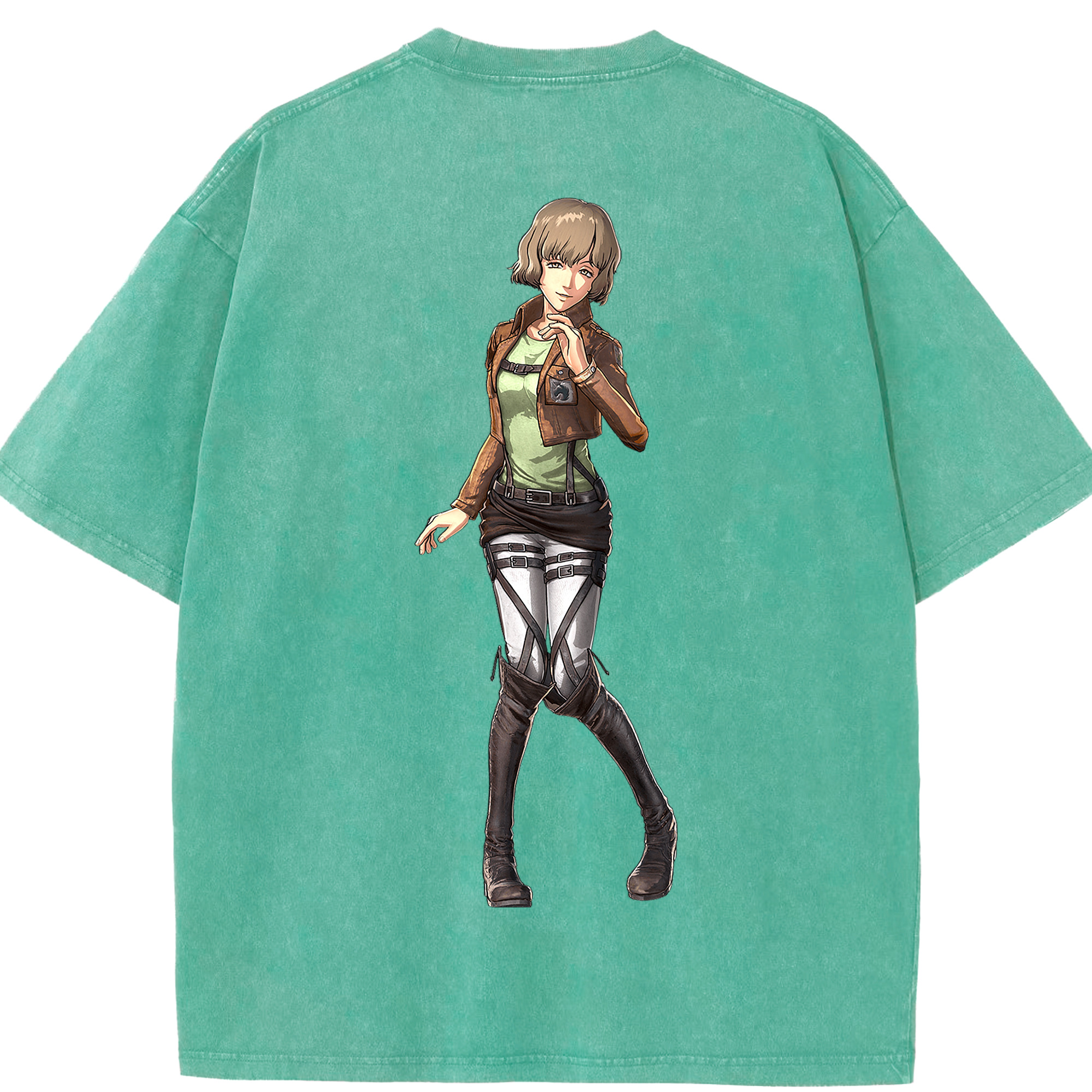 （画像用） 進撃の巨人 ヒツチ Attack on Titan Hitch 綿100% ヴィンテージ風 半袖Tシャツ（背面プリント）